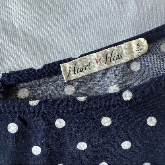 Heart & Hips navy polka dot smocked-waist dress - Picture 3 of 6